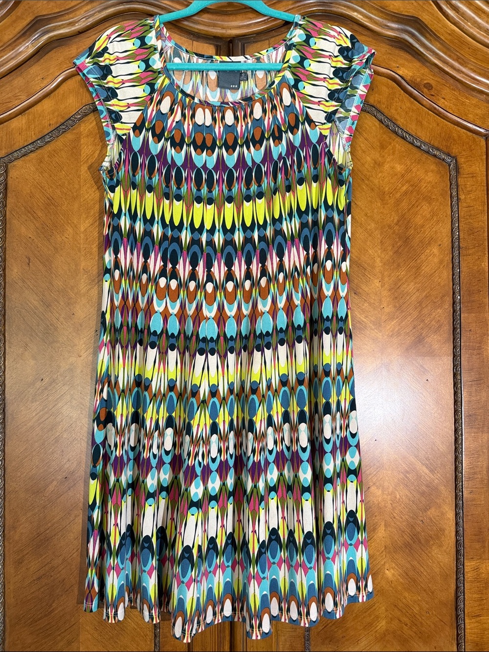 Gabby Skye Multicolor Geo Print Swing Dress